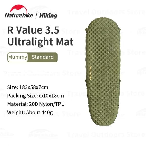 Selvoppustelig måtte, Termisk Isolering, Ultralight, Firkantet-Sort-Forstørre