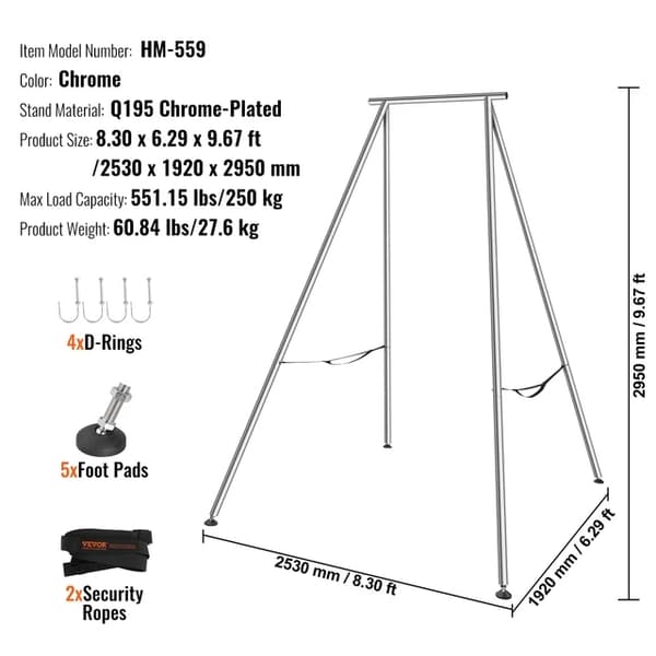 Luftig Yoga Ram, 967 ft Höjd, 55115 lbs Max Belastning, 2,93m
