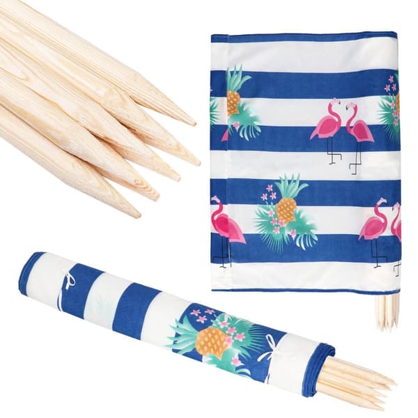 Strandskærm til stranden, 6 meter, striber, flamingoer, ananas