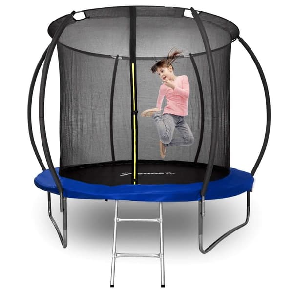HENZEN trampolin med net og stige 244 cm blå FT 8