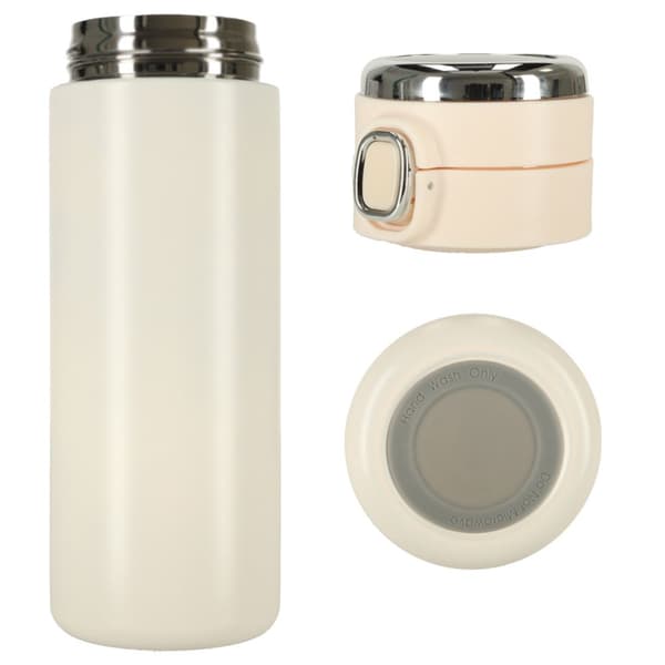 Termisk vattenflaskmugg med munstycke LED termos 420ml, beige