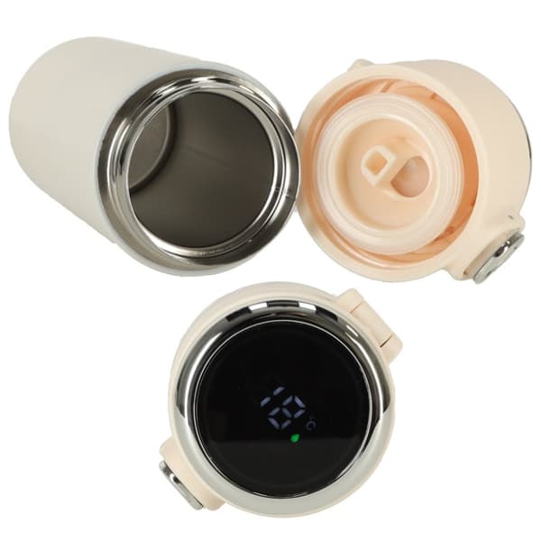 Termisk vattenflaskmugg med munstycke LED termos 420ml, beige