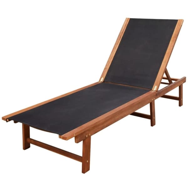 vidaXL Solsängar 2 st med bord massivt akaciaträ och textilene