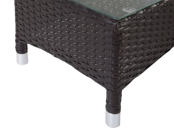 Trädgårdssats med Soffbord av Brun Konstrotting med Vita Kuddar och och Vit Baldakin Väderbeständig