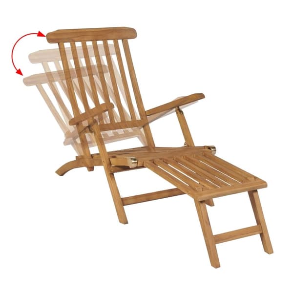 vidaXL Däckstol med fotstöd massiv teak