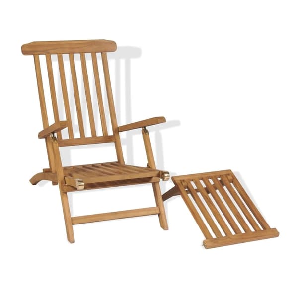 vidaXL Däckstol med fotstöd massiv teak
