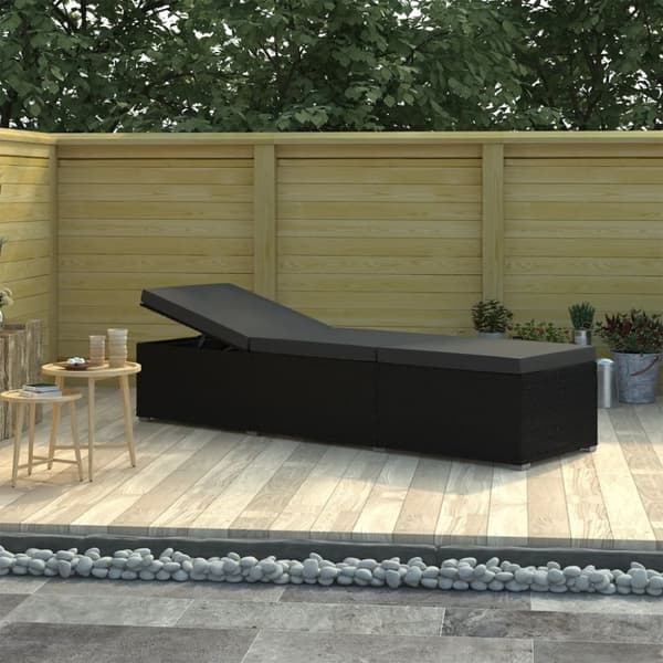 vidaXL liggestol med hynde polyrattan sort