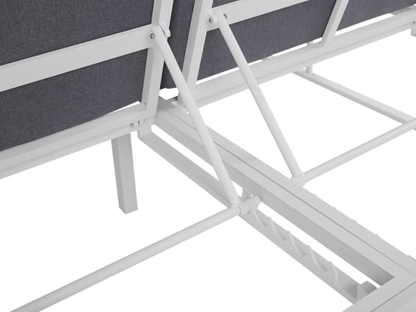 Solsäng Vit och Grå Aluminium Ram med Sänghimmel Polyester Tyg Dynor Trädgårdssäng
