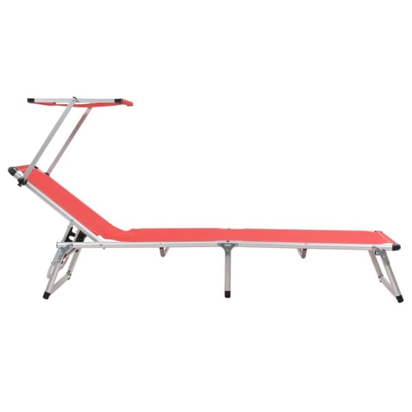 vidaXL 312459  Folding Sun Loungers with Roof 2 pcs Aluminium&Textilene Red