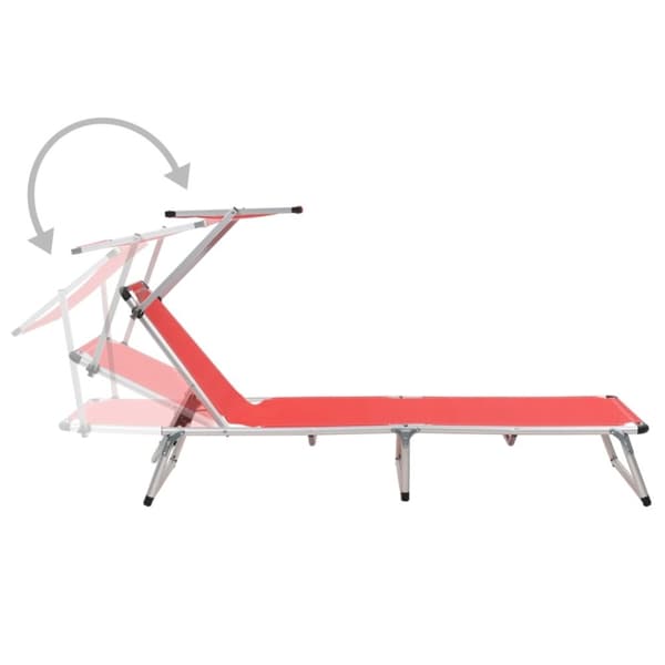 vidaXL 312459 Folding Sun Loungers with Roof 2 pcs Aluminium&Textilene Red