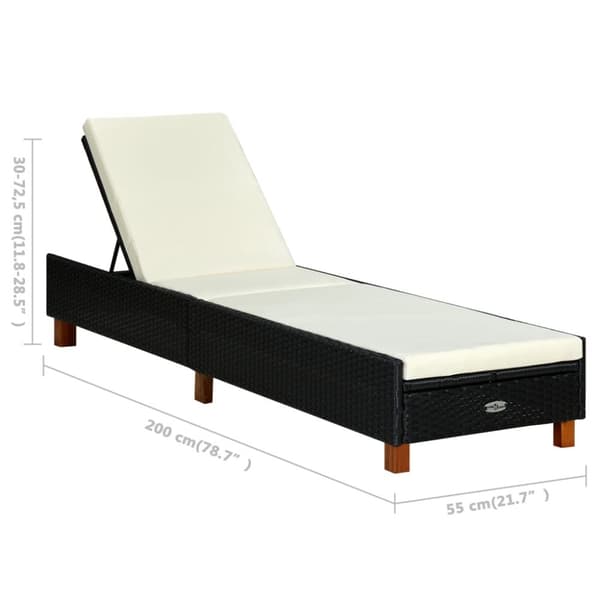 vidaXL liggestol med hynde polyrattan sort