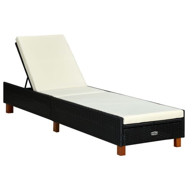 vidaXL liggestol med hynde polyrattan sort