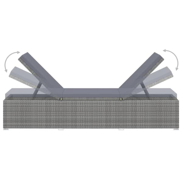 vidaXL Solsäng med dyna & bord konstrotting grå