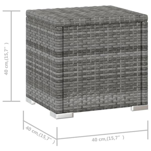 vidaXL Aurinkotuoli pehmusteella ja sivupöydällä polyrottinki harmaa