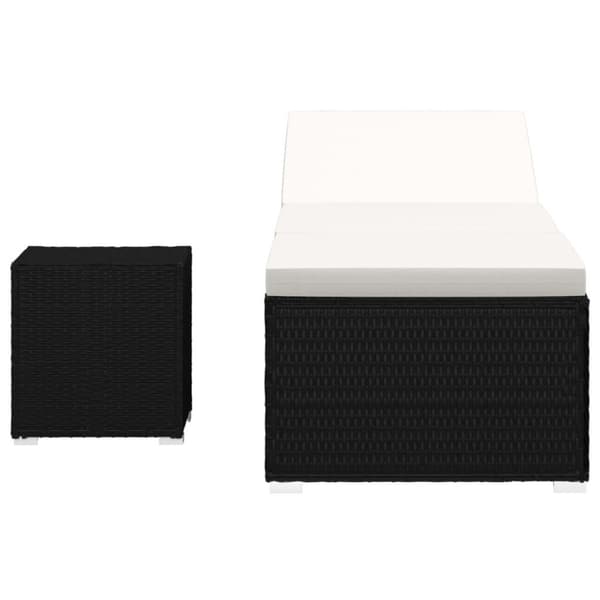vidaXL liggestol med hynde og tebord polyrattan sort