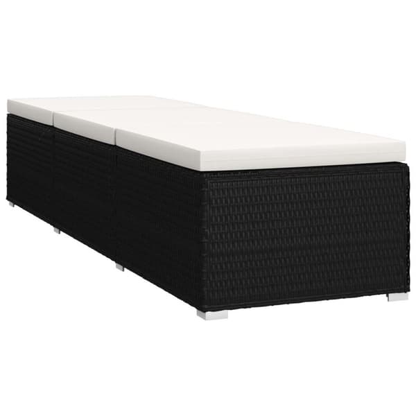 vidaXL liggestol med hynde og tebord polyrattan sort