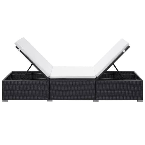 vidaXL liggestol med cremefarvet hynde polyrattan sort