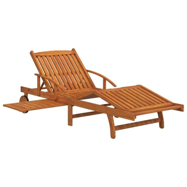 vidaXL Solsängar 2 st med bord massivt akaciaträ