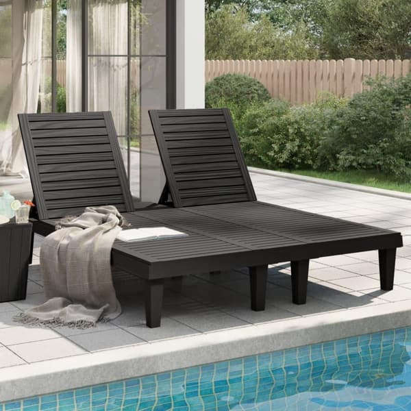 vidaXL dobbelt liggestol 155x138x83 cm polypropylen sort