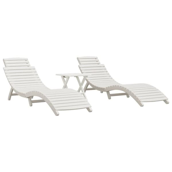 vidaXL Solsenger 2 stk med bord hvit heltre akasie