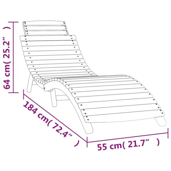 vidaXL Solsenger 2 stk hvit 184x55x64 cm heltre akasie
