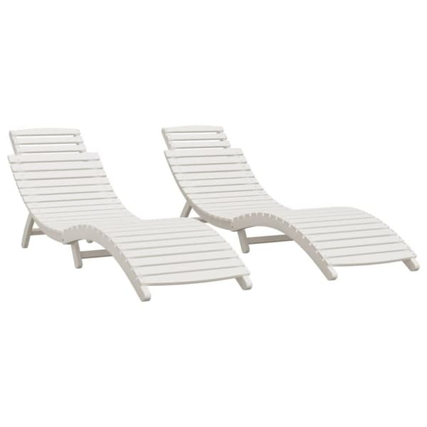 vidaXL Aurinkotuolit 2 kpl valkoinen 184x55x64 cm täysi akasiapuu