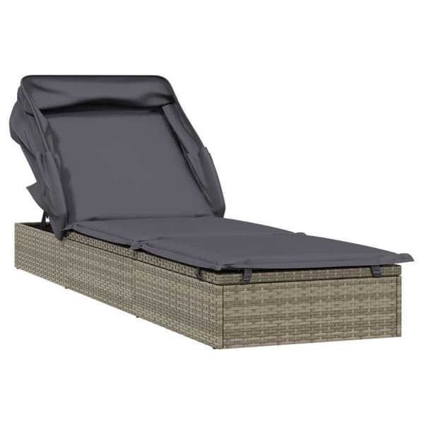 vidaXL liggestol med foldbart tag 213x63x97 cm polyrattan grå
