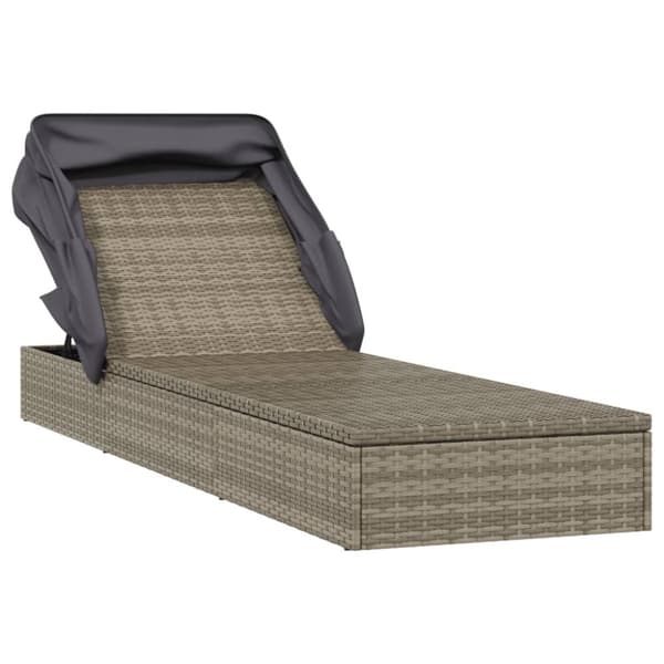 vidaXL liggestol med foldbart tag 213x63x97 cm polyrattan grå