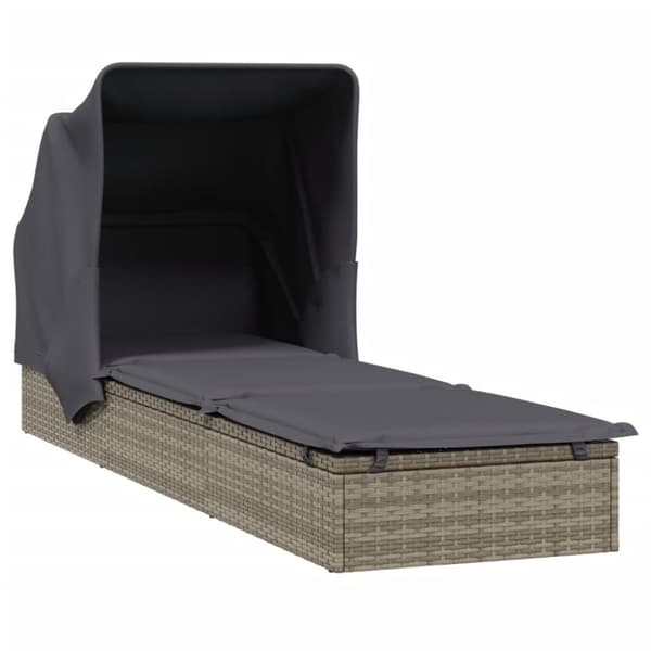 vidaXL liggestol med foldbart tag 213x63x97 cm polyrattan grå
