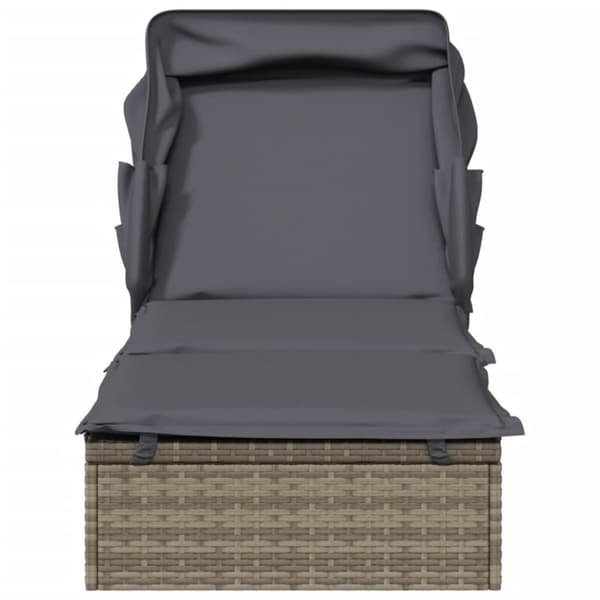vidaXL liggestol med foldbart tag 213x63x97 cm polyrattan grå