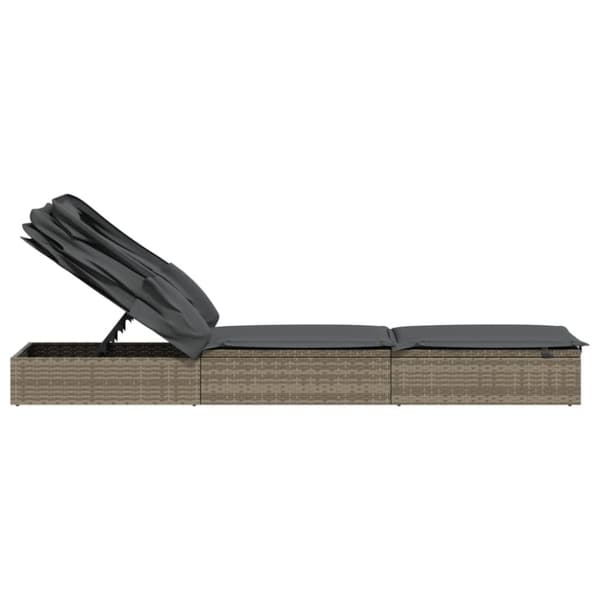 vidaXL liggestol med foldbart tag 213x63x97 cm polyrattan grå