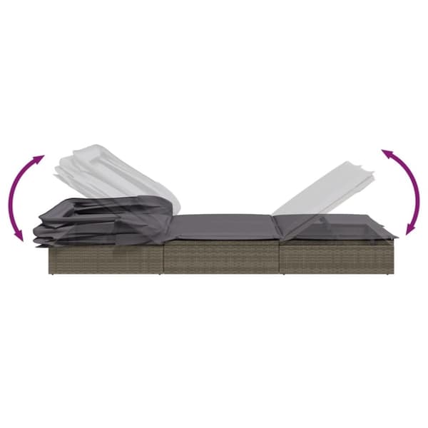 vidaXL liggestol med foldbart tag 213x63x97 cm polyrattan grå