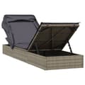 Miniatyrbillede 10 af 11: vidaXL liggestol med foldbart tag 213x63x97 cm polyrattan grå