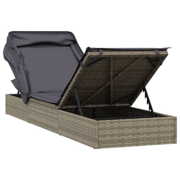 vidaXL liggestol med foldbart tag 213x63x97 cm polyrattan grå