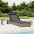 Miniatyrbillede 2 af 11: vidaXL liggestol med foldbart tag 213x63x97 cm polyrattan grå