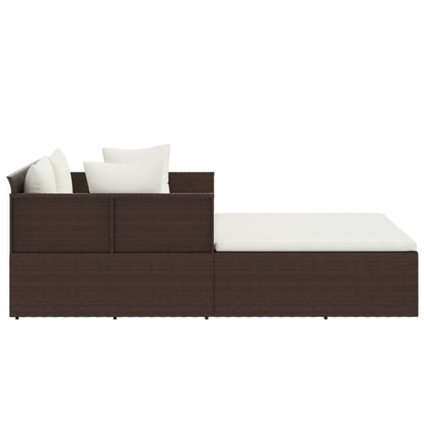 vidaXL Solsäng med dynor brun 182x118x63 cm konstrotting