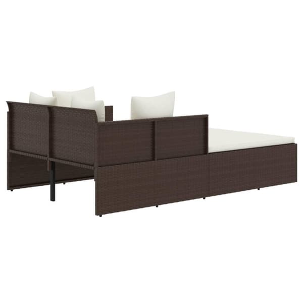 vidaXL Solsäng med dynor brun 182x118x63 cm konstrotting