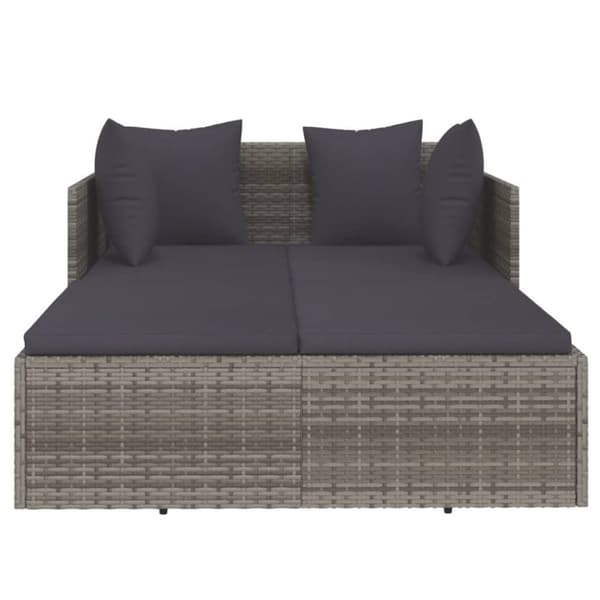 vidaXL Solsäng med dynor grå 182x118x63 cm konstrotting