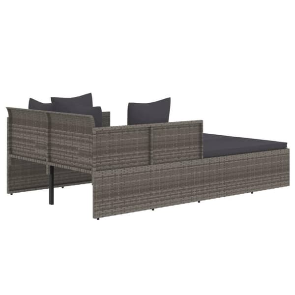 vidaXL Solsäng med dynor grå 182x118x63 cm konstrotting