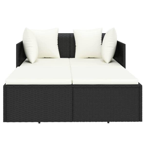 vidaXL Solsäng med dynor svart 182x118x63 cm konstrotting