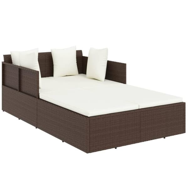 vidaXL solseng med hynder 182x118x63 cm polyrattan brun