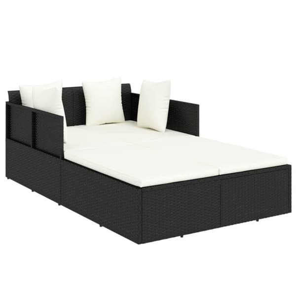 vidaXL solseng med hynder 182x118x63 cm polyrattan sort