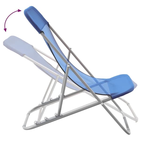 vidaXL foldbare strandstole 2 stk. textilene og pulverlakeret stål blå