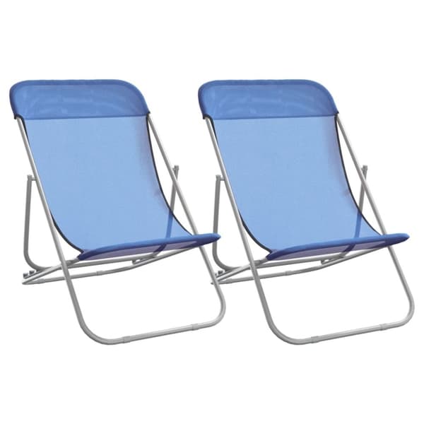 vidaXL foldbare strandstole 2 stk. textilene og pulverlakeret stål blå