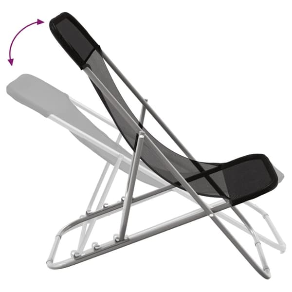 vidaXL Foldbare strandstoler 2 stk svart textilene pulverlakkert stål