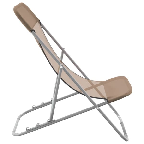 vidaXL Foldbare strandstoler 2stk gråbrun textilene pulverlakkert stål