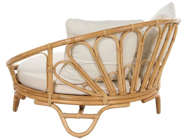 Dagbädd för Trädgården Naturlig Rotting med 3 Beige Dynor Väderbeständig Boho Traditionell Uteplats