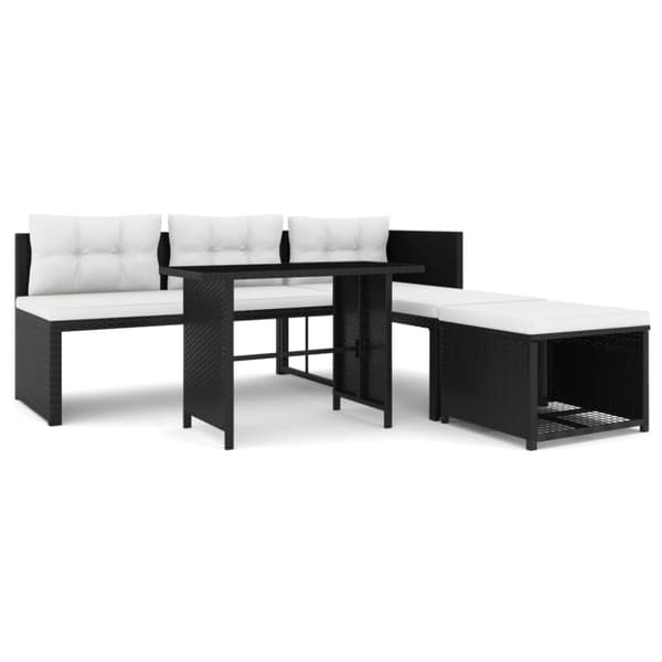 haveloungesæt 4 dele polyrattan sort