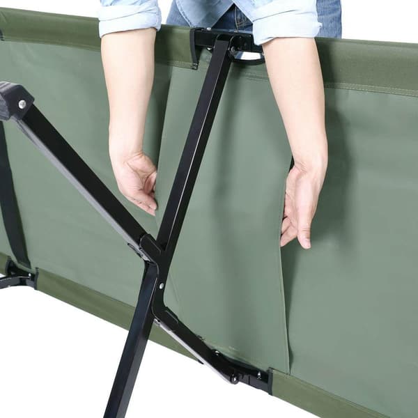 Rootz Campingseng - Heavy Duty Campingseng - Sammenklappelig lejrseng - Udendørs soveseng - Kompakt lejrseng - Campingseng til børn - Army Green - 206