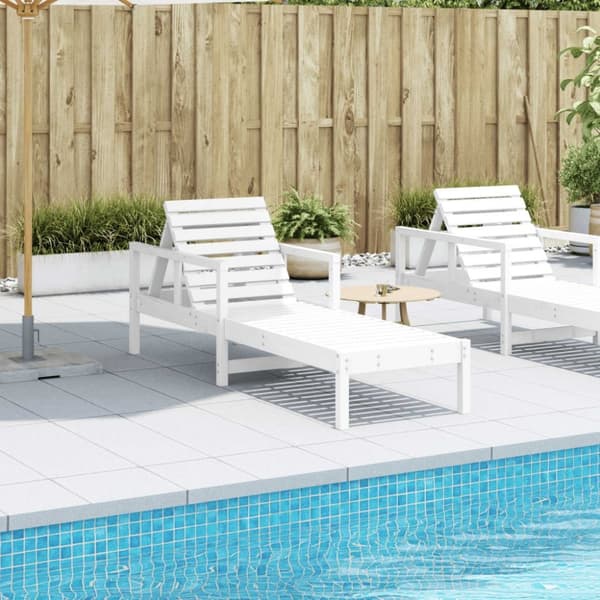 vidaXL liggestol 199,5x62x55 cm massivt fyrretræ hvid